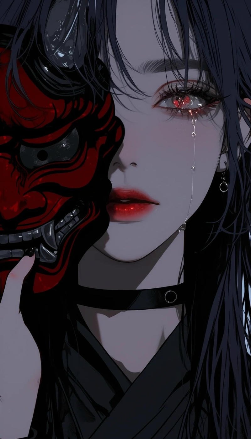 Biểu cảm đau buồn của nhân vật nữ trong anime