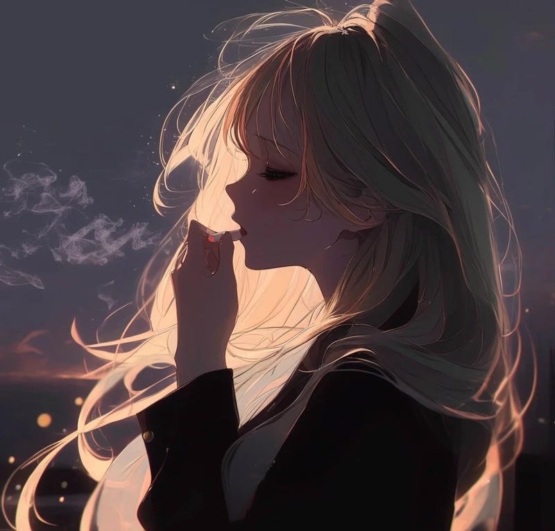 Gương mặt u sầu trong hình anime nữ buồn