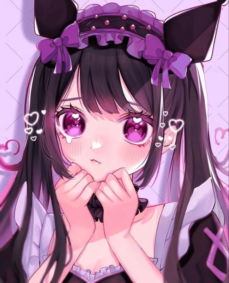 Hình Kuromi kawaii nằm ngủ yên bình dễ thương