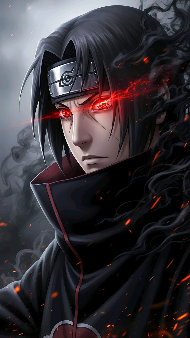 Hình ảnh Itachi cùng quạ đen mang phong cách anime huyền bí