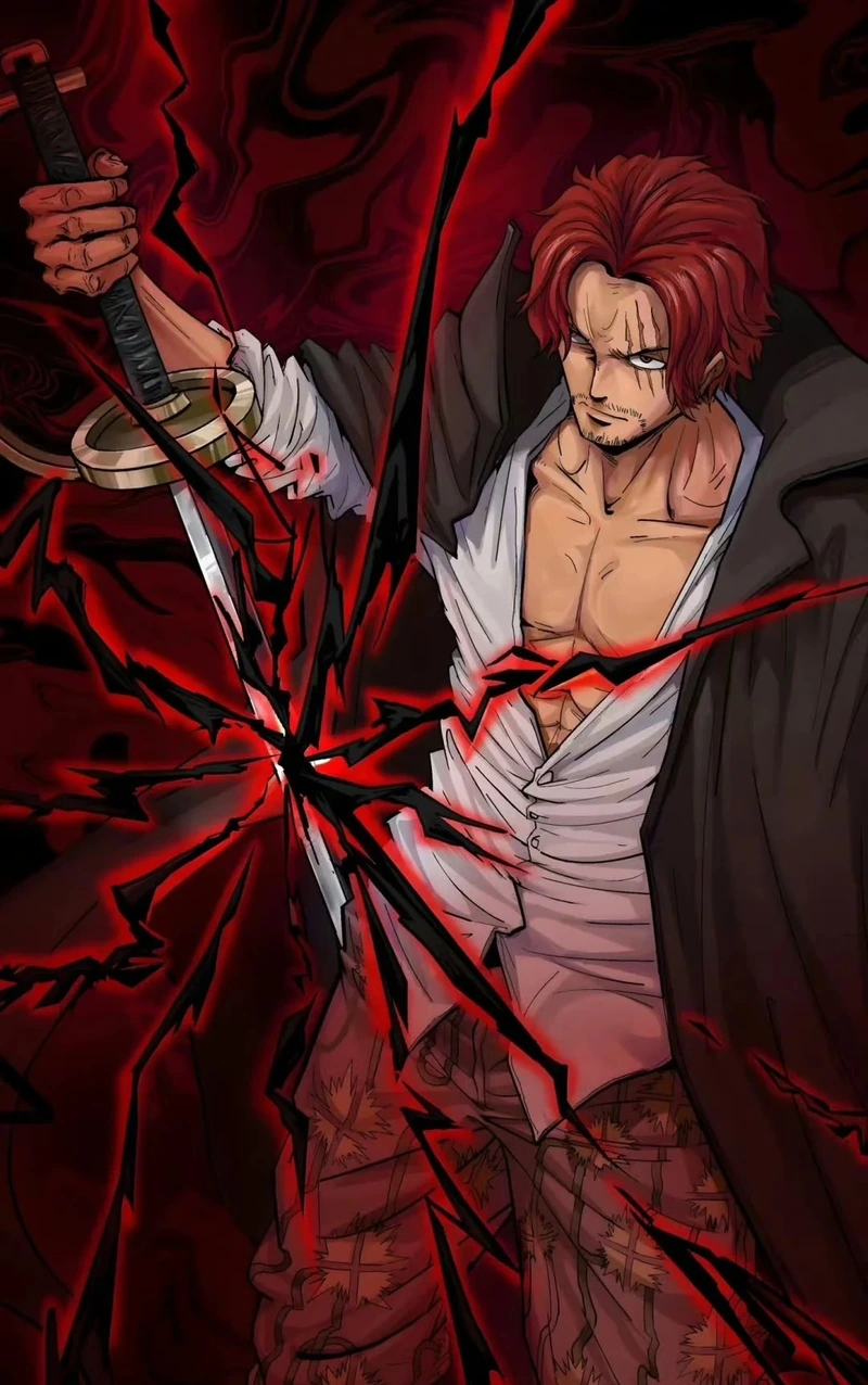 Hình ảnh Shanks trong one piece với phong cách thuyền trưởng mạnh mẽ