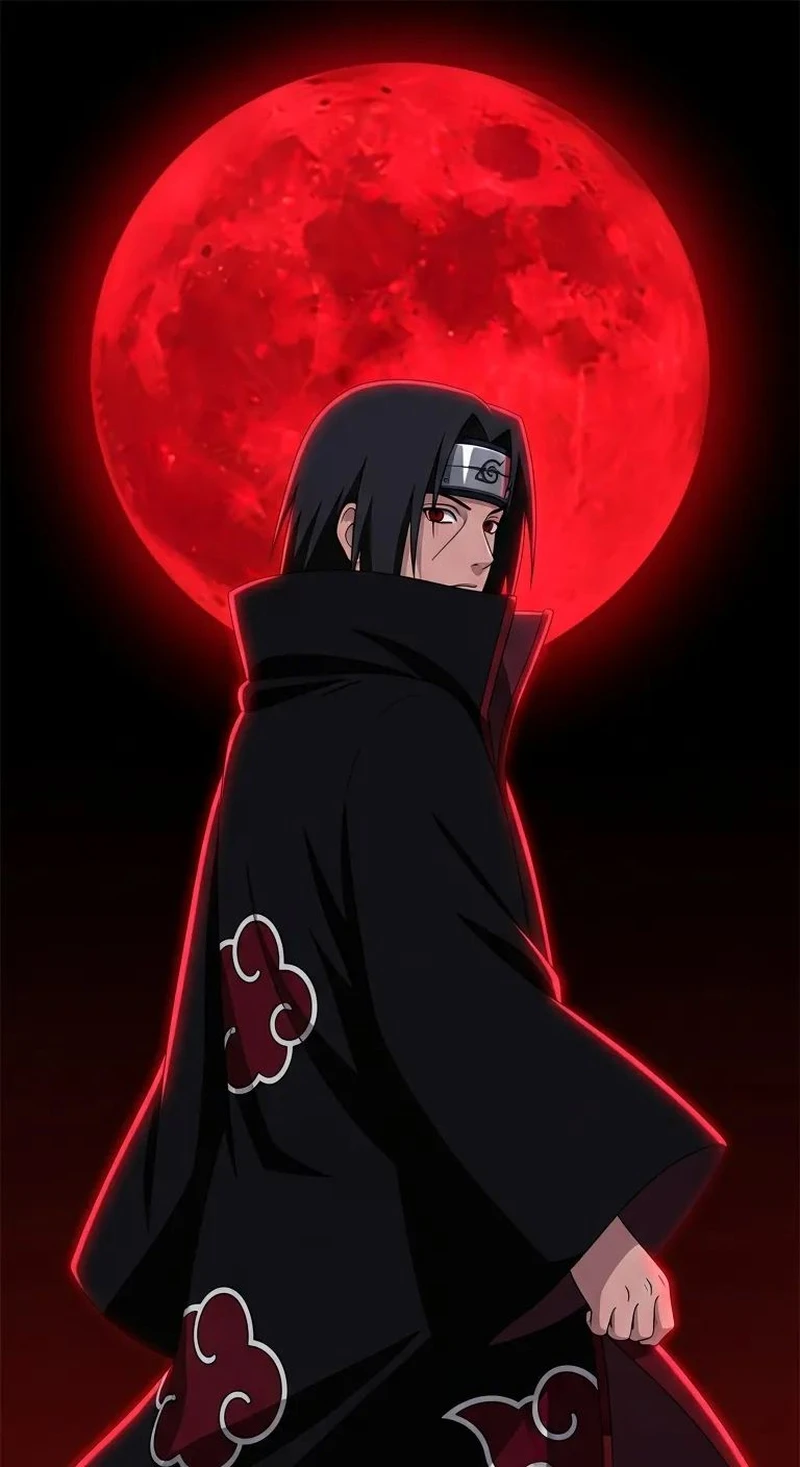 Hình ảnh Uchiha Itachi đứng giữa màn đêm đầy khí chất mạnh