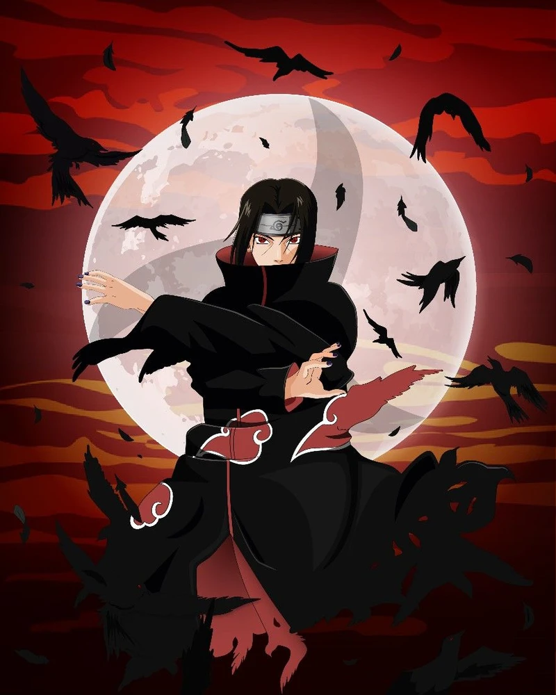 Hình ảnh Uchiha Itachi sử dụng Sharingan trong trận chiến lớn