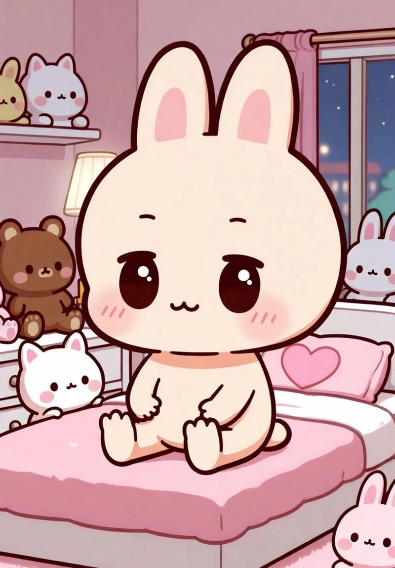 Hình ảnh cô thỏ anime với vẻ ngoài mềm mại đầy đáng yêu