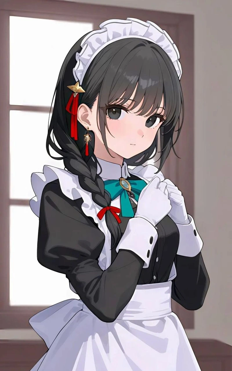 Hình ảnh hầu gái anime mang vibe ngọt ngào nhẹ nhàng