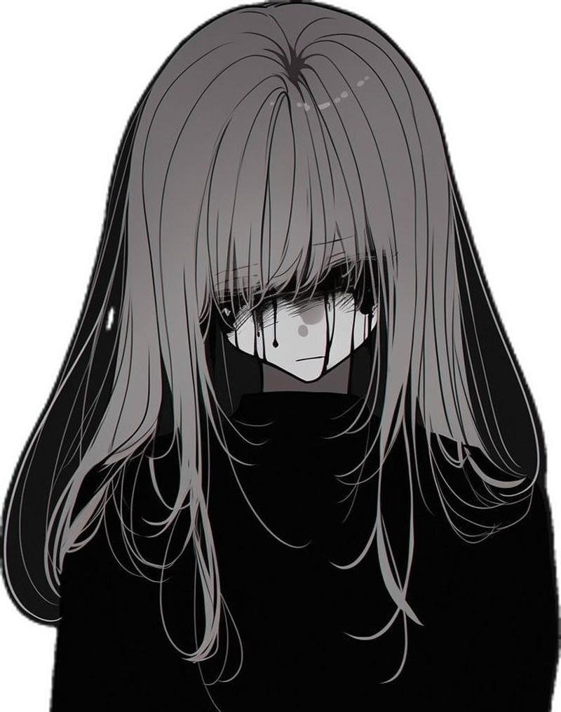 Hình anime cô đơn nữ với biểu cảm trống rỗng
