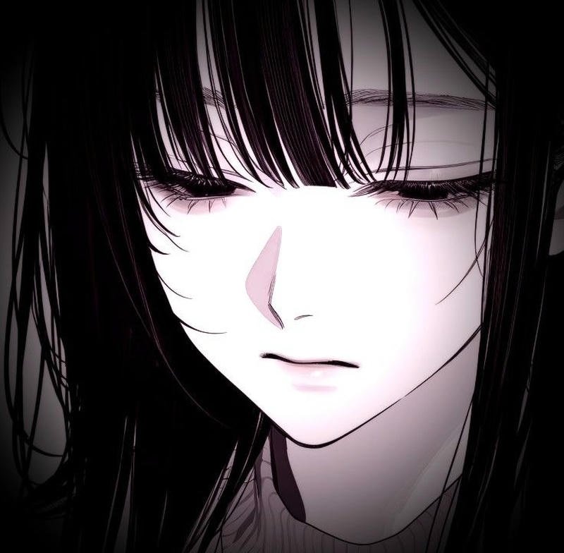 Hình anime nữ buồn khóc với giọt nước mắt rơi