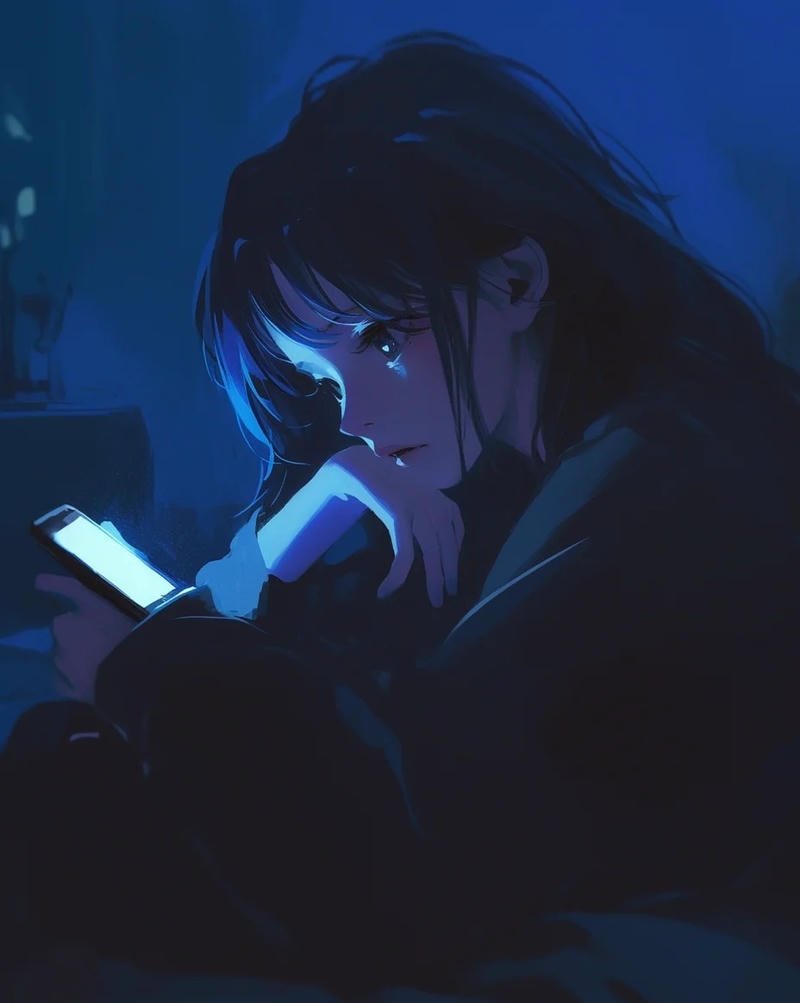 Hình anime nữ buồn với cảm xúc chân thật