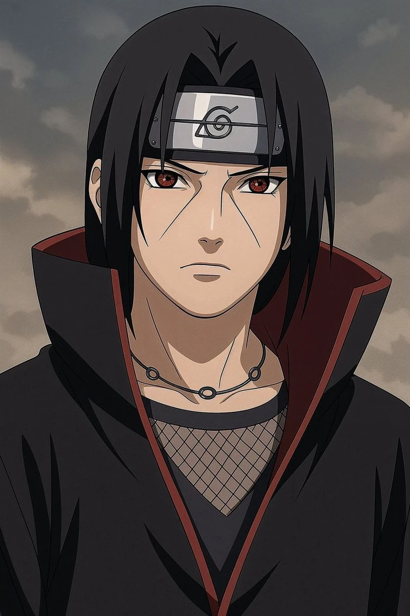 Itachi Akatsuki cùng thần thái lạnh lùng giữa khung cảnh đỏ tối