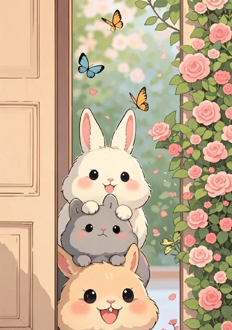 Khung ảnh thỏ anime phù hợp lưu làm avatar cute nổi bật đẹp