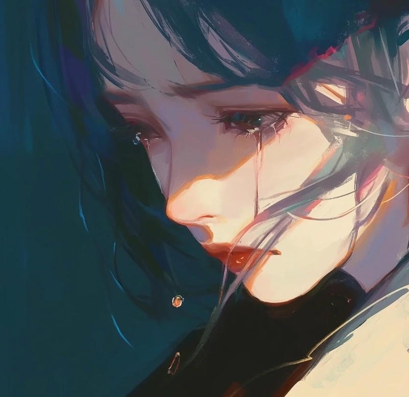 Khung hình anime nữ với cảm xúc buồn sâu lắng
