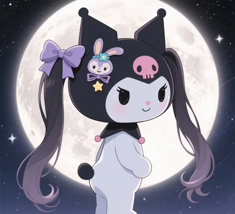 Kuromi anime đáng yêu với biểu cảm ngạc nhiên