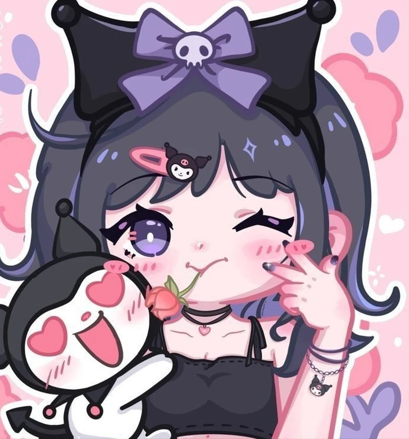 Kuromi anime đen huyền bí đang cười tinh nghịch