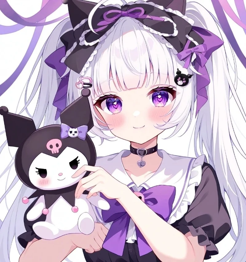 Kuromi anime nhảy múa giữa vườn hoa rực rỡ