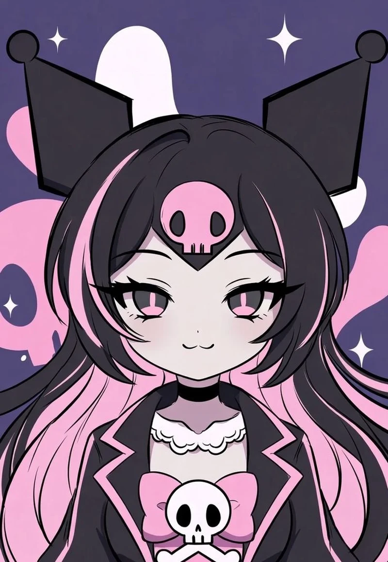 Kuromi dễ thương trong phong cách anime cổ điển