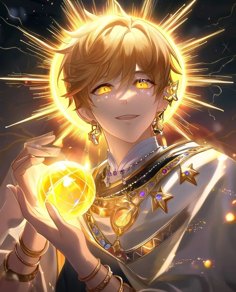 Mái tóc vàng dài óng ả của chàng trai anime xinh đẹp