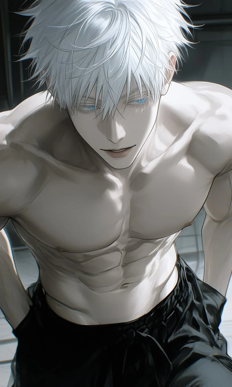 Mỹ nam anime cơ bắp giữa khung cảnh ánh đèn đêm