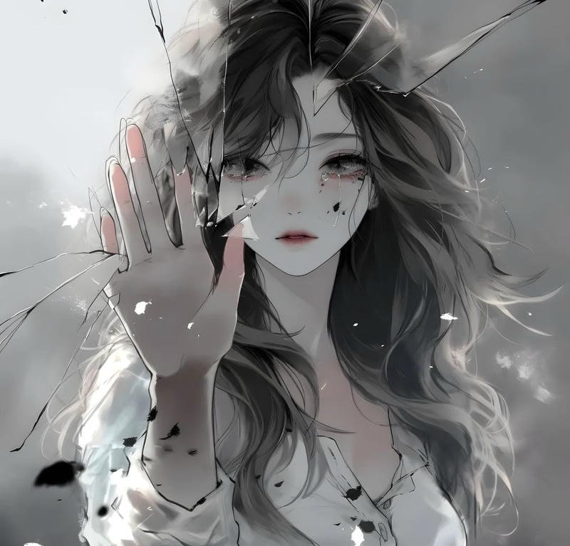 Nét mặt trầm lắng trong anime nữ buồn