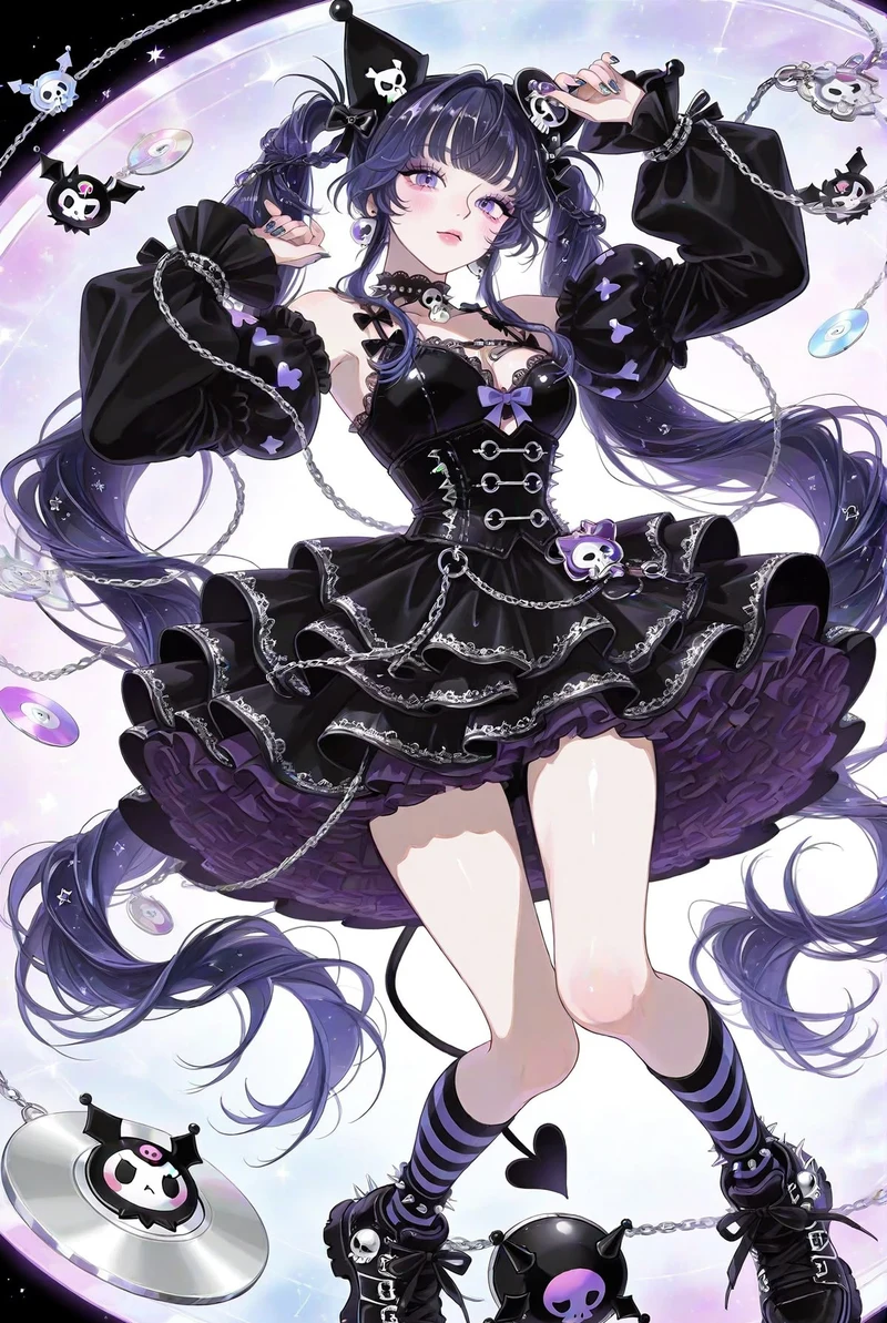 Ngồi trên mặt trăng là Kuromi anime huyền ảo