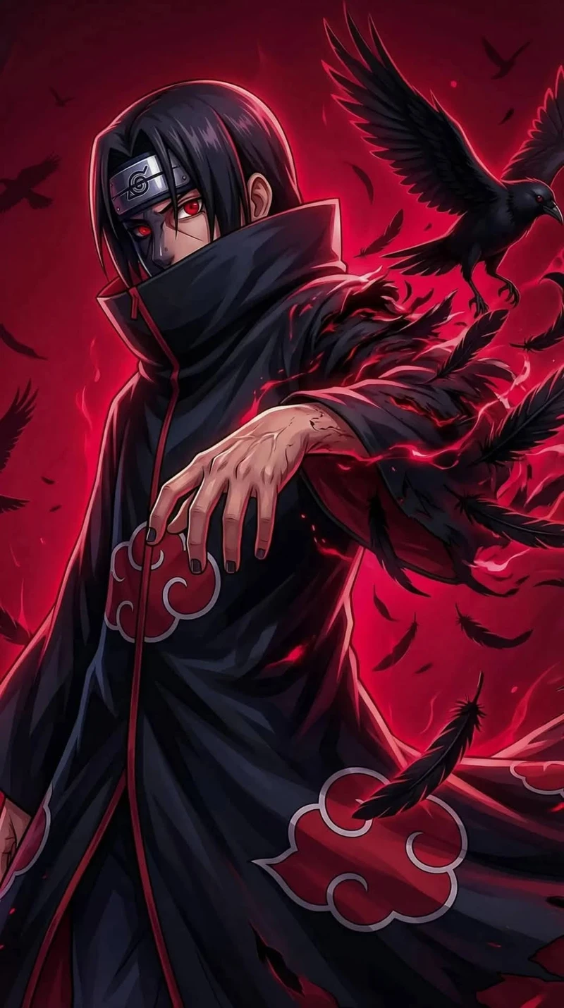 Nhân vật Itachi Uchiha nổi bật trong không gian chiến đấu huyền bí