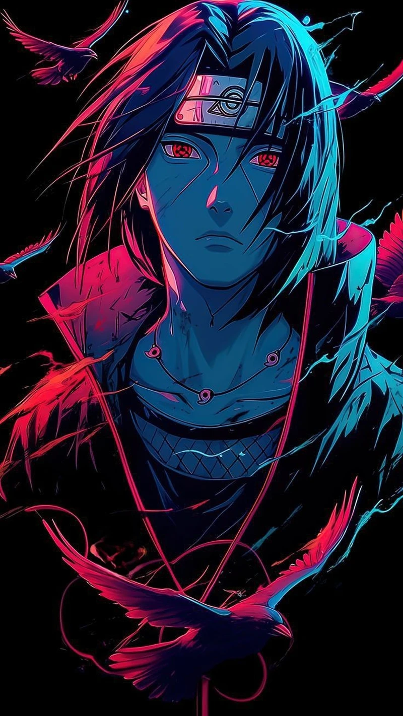 Ninja Uchiha Itachi nổi bật với thần thái cô độc giữa trời mưa đêm