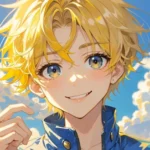 Thanh niên anime tóc vàng trong phong cách gothic đen tối