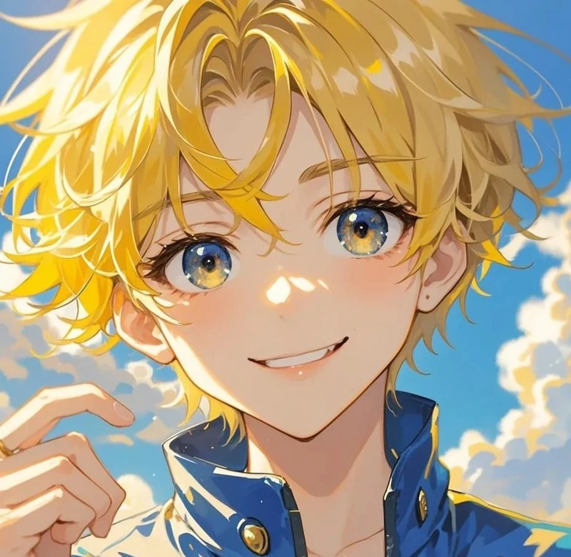 Thanh niên anime tóc vàng trong phong cách gothic đen tối