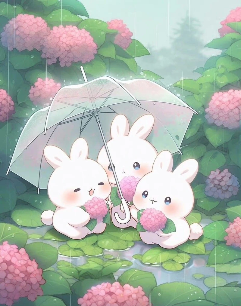 Thỏ anime chibi phù hợp lưu làm hình nền máy tính cute đẹp