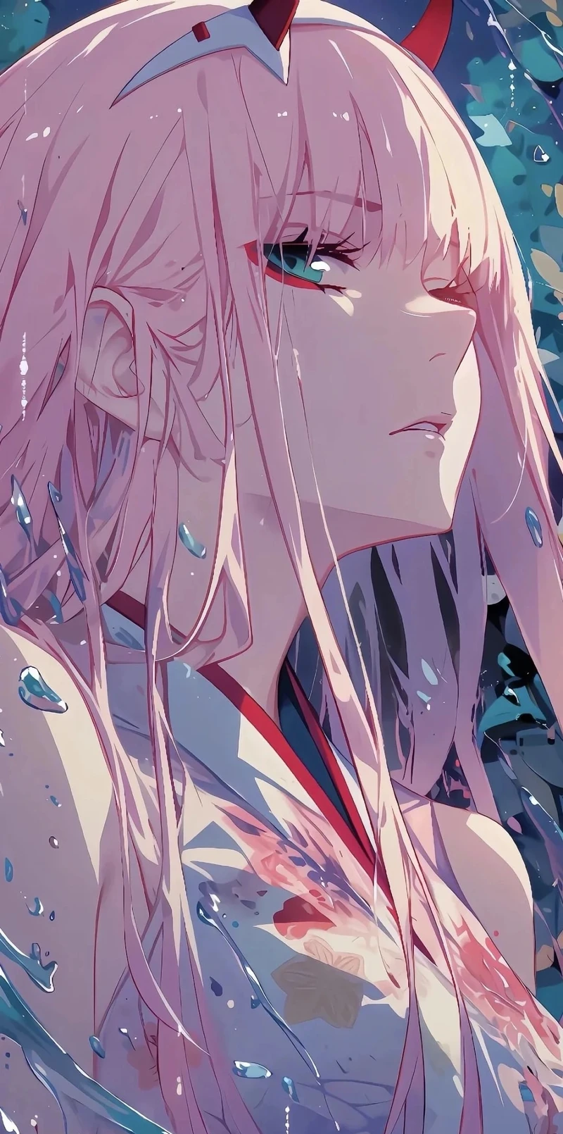 Zero Two với sừng đỏ đặc trưng trong anime nổi tiếng