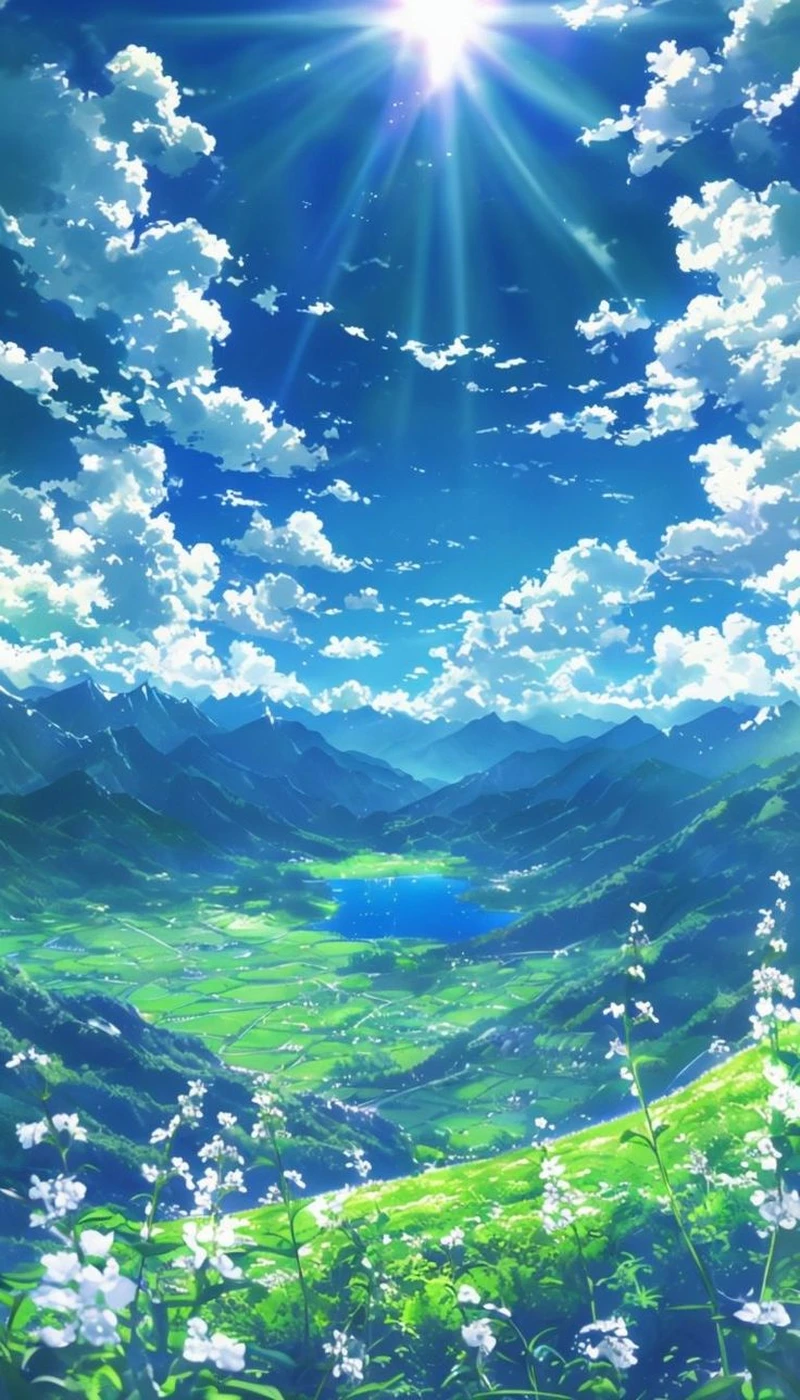Bầu trời anime hoàng hôn nổi bật với gam màu ấm
