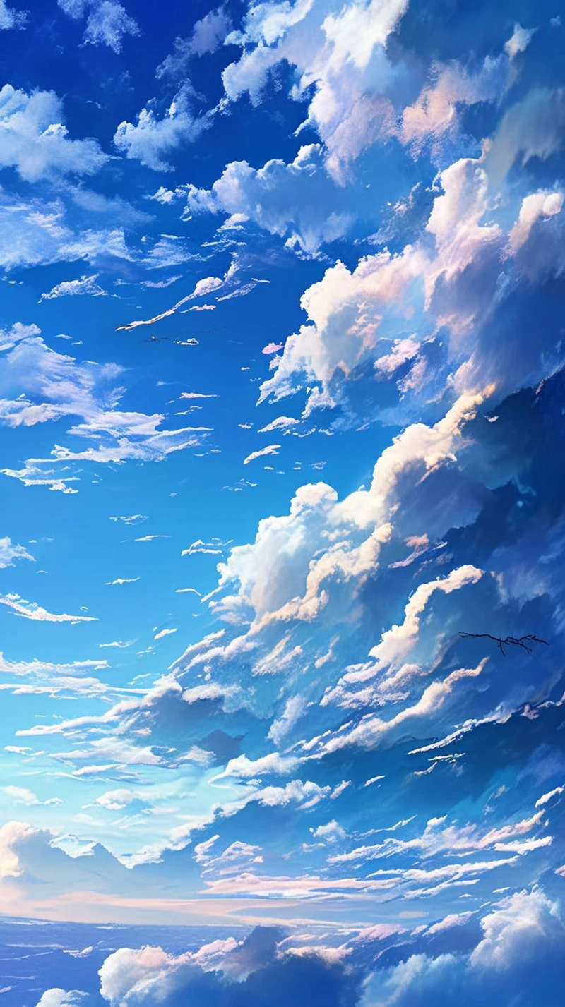 Bầu trời anime mùa hè với cảnh sắc trong trẻo