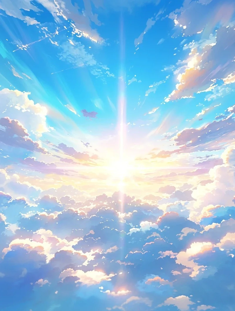 Cảnh vật yên bình nổi bật trong ảnh anime bầu trời