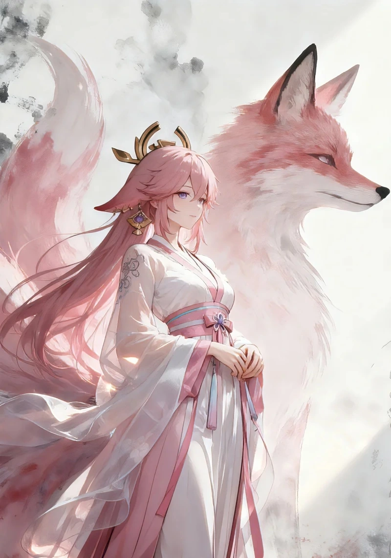 Hình ảnh hồ ly anime cùng tạo hình yêu hồ huyền bí