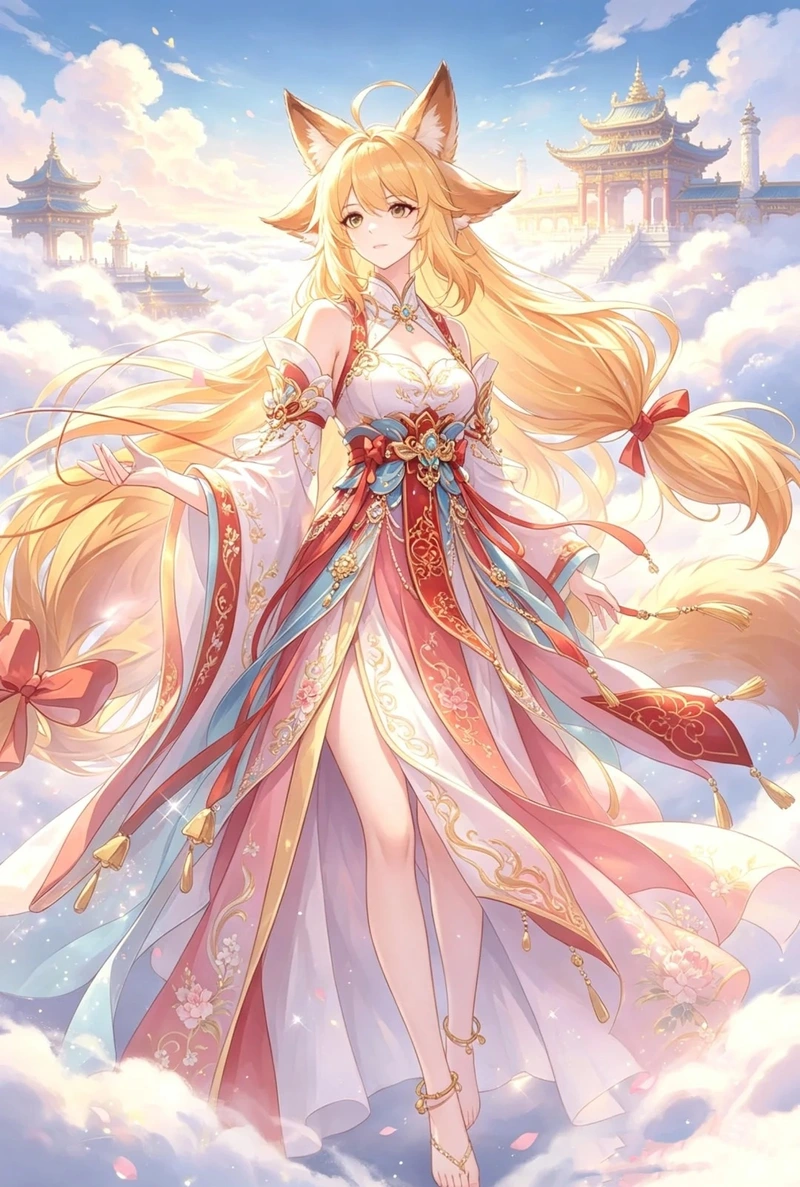 Hình ảnh hồ ly anime trong phong cách cổ trang đẹp mắt