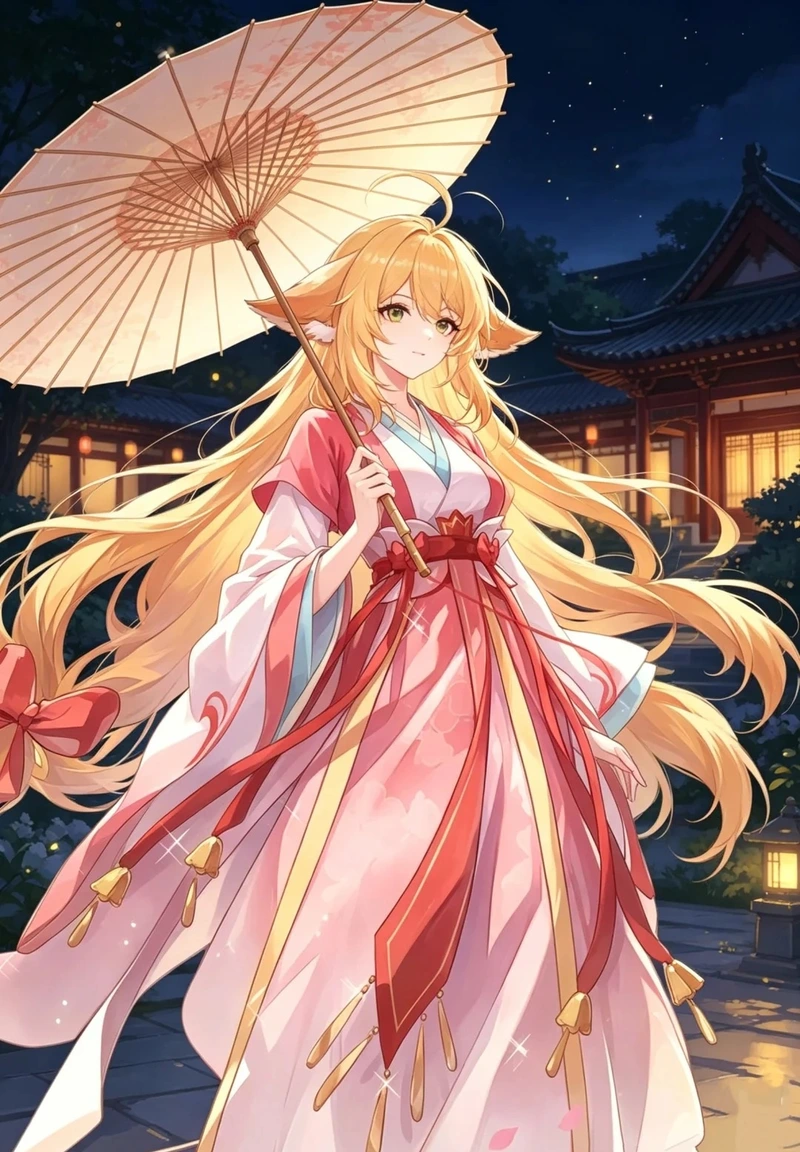 Hình ảnh hồ ly anime với đuôi cáo mềm mại nổi bật