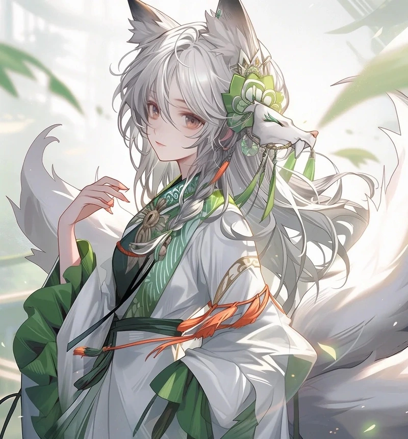 Hồ ly Nhật Bản trong phong cách anime sắc nét