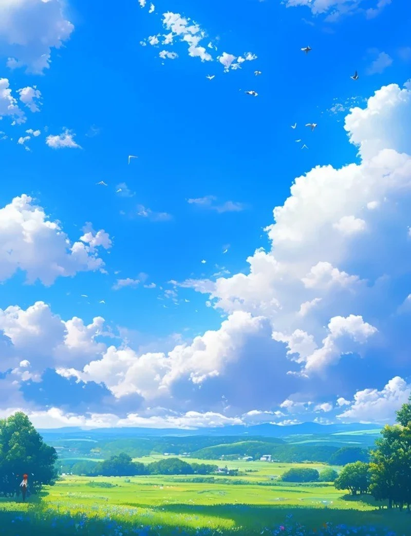 Khung trời anime đầy màu sắc trong phong cách Nhật