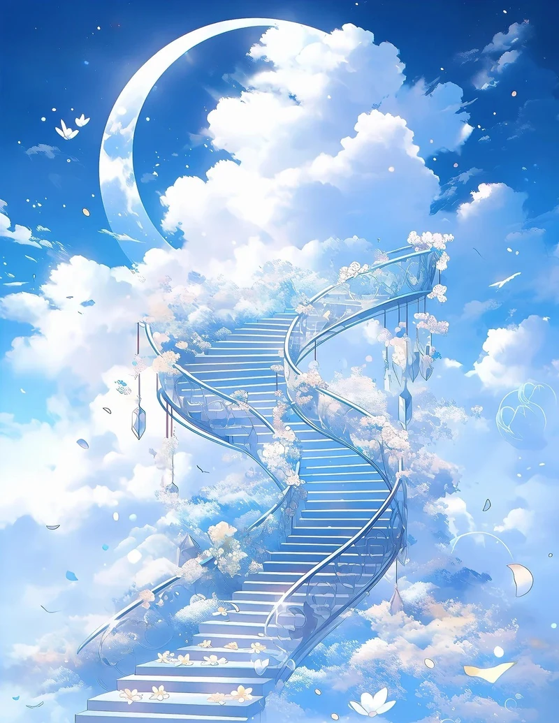 Màu xanh trong trẻo của ảnh anime bầu trời