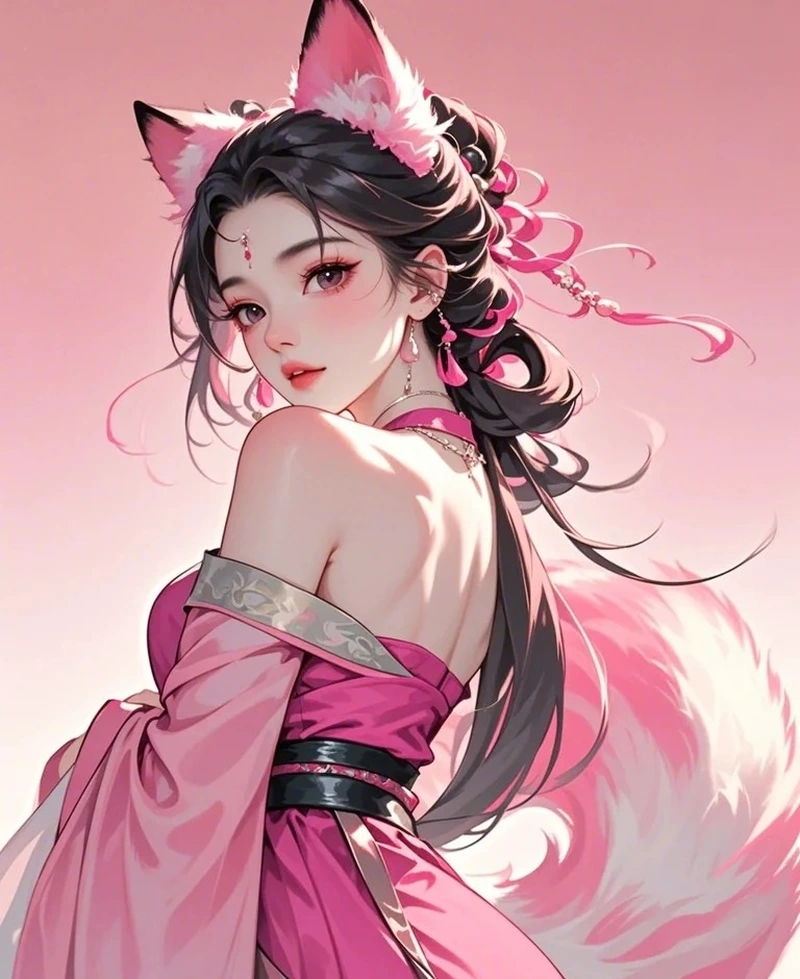 Mỹ nữ hồ ly anime với phong cách thần thoại