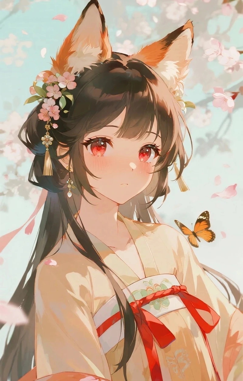 Nữ hồ ly anime với visual thần bí nổi bật