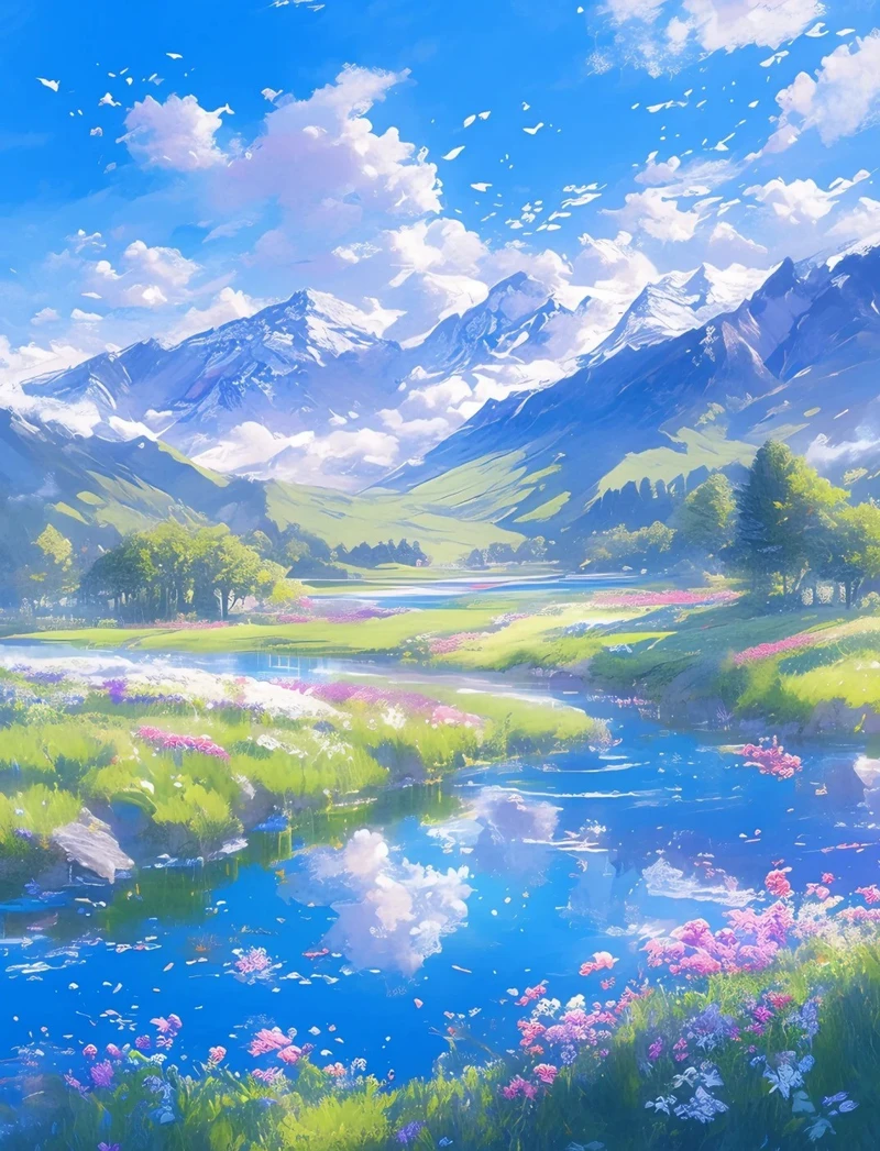 Wallpaper phong cảnh anime với bầu trời cực đẹp