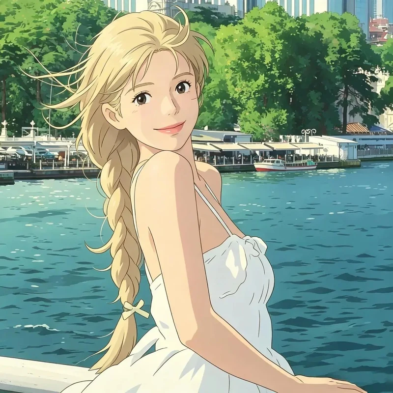 ảnh anime chill giữa sông đầy gió