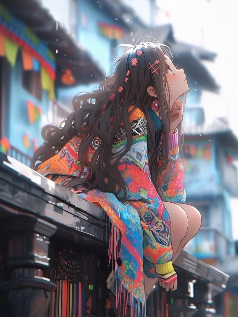 ảnh anime chill giữa chuyến tàu chiều đầy thơ mộng