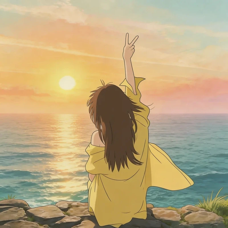 ảnh anime chill trong căn phòng nhỏ đầy ánh nắng