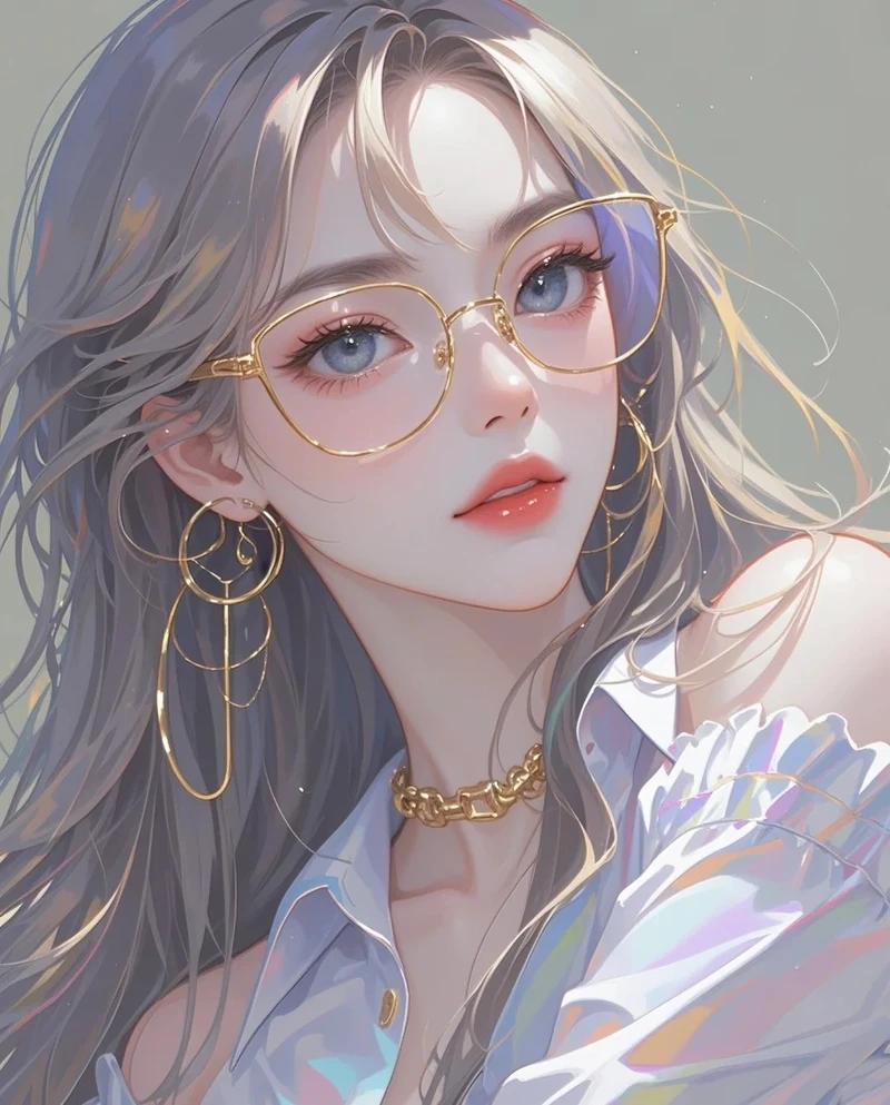 ảnh anime đeo kính dễ thương phong cách Hàn Quốc