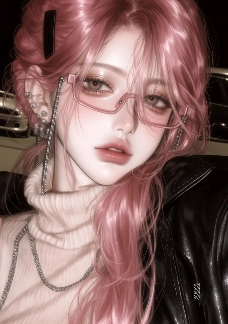 ảnh anime đeo kính nữ dễ thương phong cách Nhật Bản
