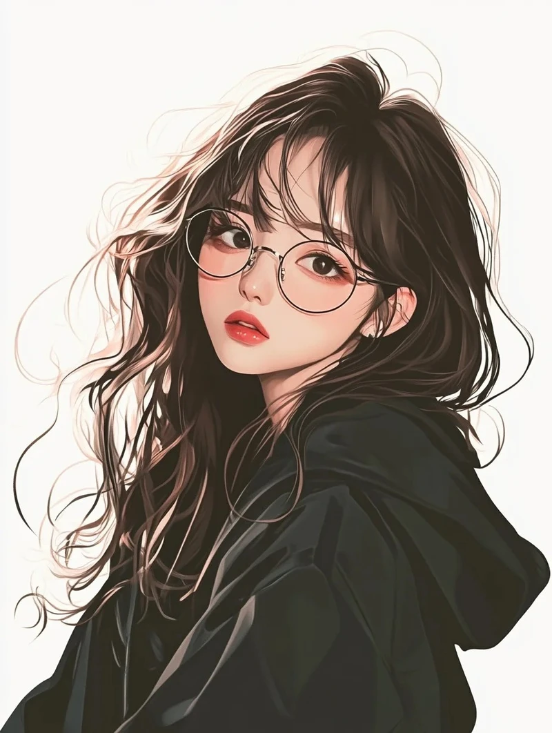 ảnh anime đeo kính phong cách nhẹ nhàng đáng yêu