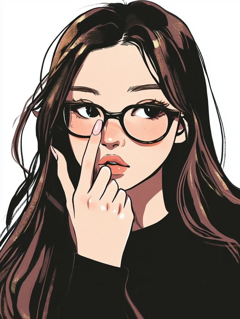 ảnh anime đeo kính với biểu cảm dễ thương