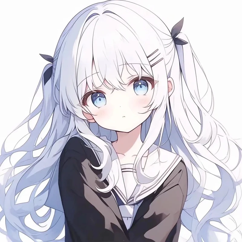 ảnh anime girl tóc trắng mang vẻ bí ẩn