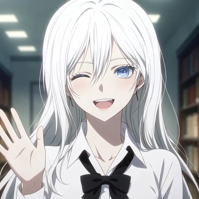 ảnh anime girl tóc trắng theo phong cách hiện đại
